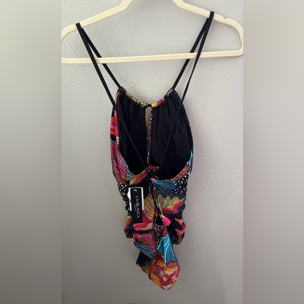 La Blanca Women's Sunlit Soirée High Neck Keyhole One Piece Swimsuit New Size 14 - Picture 4 of 10